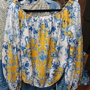 Jealous Tomato Blue and Yellow Floral Blouse